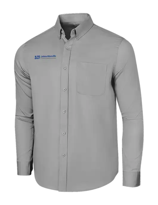 Long Sleeve Light Grey Superpro React Twill Shirt w/Johns Manville Logo w/Tagline
