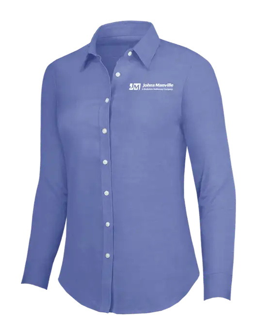 Navy Womens SuperPro Oxford Shirt w/Johns Manville Logo w/Tagline