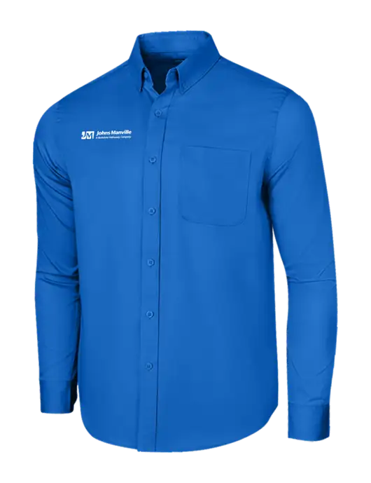 Long Sleeve Royal Blue Superpro React Twill Shirt w/Johns Manville Logo w/Tagline