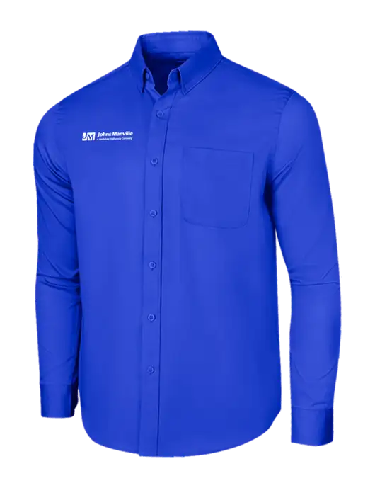 Long Sleeve Dark Royal Superpro React Twill Shirt w/Johns Manville Logo w/Tagline