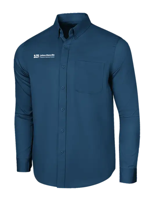 Long Sleeve Light Navy Superpro React Twill Shirt w/Johns Manville Logo w/Tagline