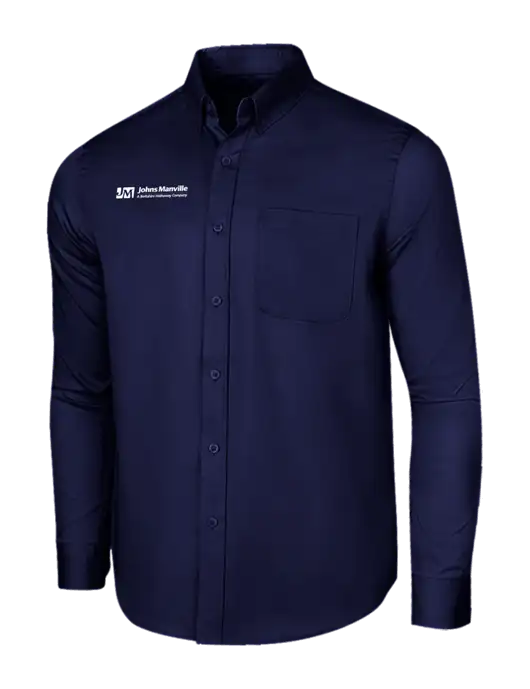 Long Sleeve Navy Superpro React Twill Shirt w/Johns Manville Logo w/Tagline
