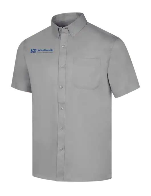 Short Sleeve Light Grey Superpro React Twill Shirt w/Johns Manville Logo w/Tagline