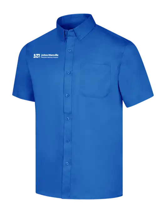 Short Sleeve Royal Blue Superpro React Twill Shirt w/Johns Manville Logo w/Tagline