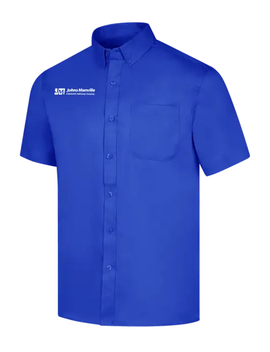 Short Sleeve Dark Royal Superpro React Twill Shirt w/Johns Manville Logo w/Tagline