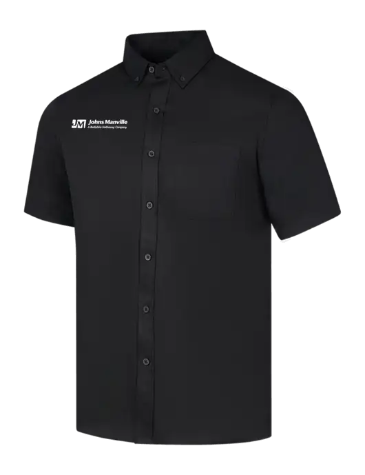 Short Sleeve Deep Black Superpro React Twill Shirt w/Johns Manville Logo w/Tagline