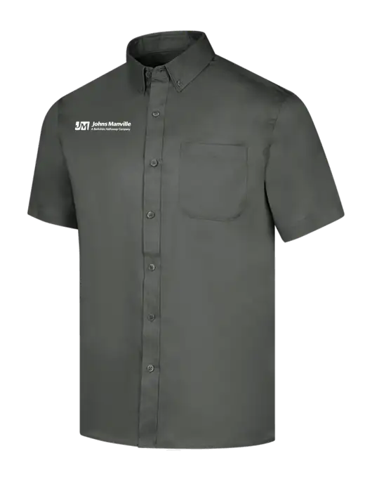 Short Sleeve Dark Grey Superpro React Twill Shirt w/Johns Manville Logo w/Tagline