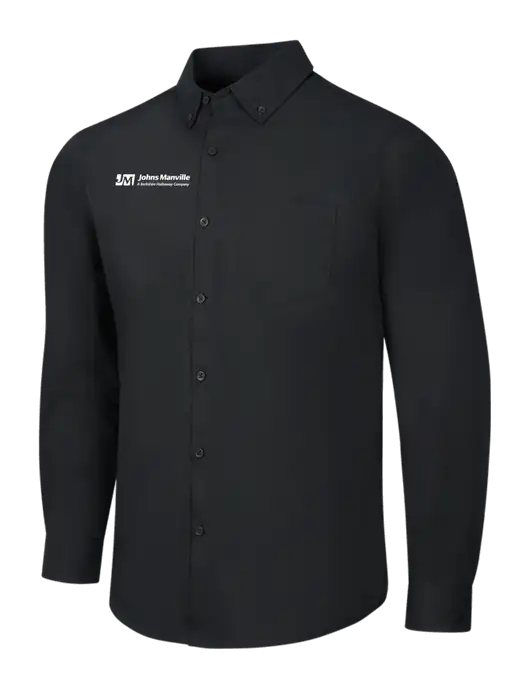 Black Long Sleeve Carefree Poplin Shirt w/Johns Manville Logo w/Tagline