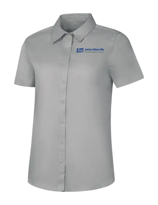 Womens Light Grey Short Sleeve Superpro React Twill Shirt w/Johns Manville Logo w/Tagline
