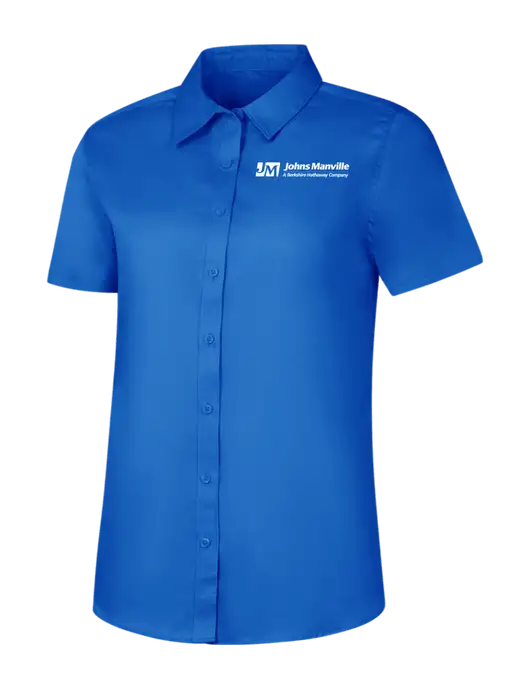 Womens Short Sleeve Royal Blue Superpro React Twill Shirt w/Johns Manville Logo w/Tagline