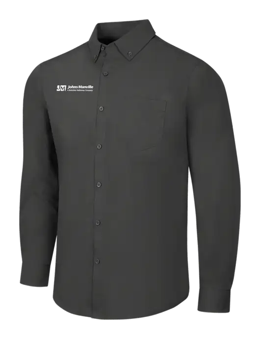 Dark Grey Long Sleeve Carefree Poplin Shirt w/Johns Manville Logo w/Tagline
