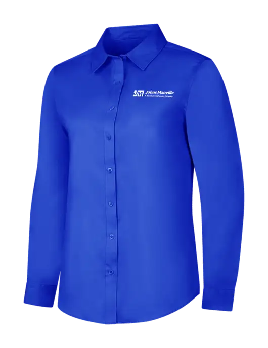 Womens Long Sleeve Dark Royal Superpro React Twill Shirt w/Johns Manville Logo w/Tagline