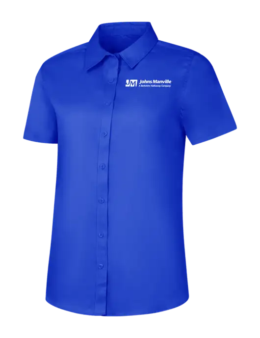 Womens Short Sleeve Dark Royal Superpro React Twill Shirt w/Johns Manville Logo w/Tagline