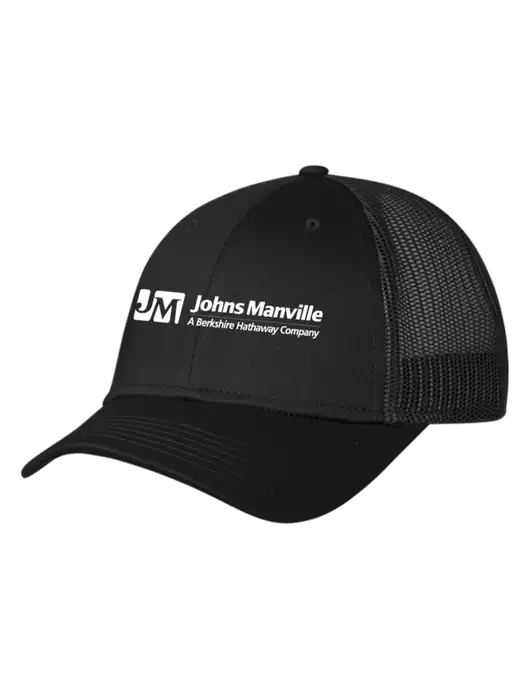 Black Mesh Trucker Cap Snap Back w/Johns Manville Logo w/Tagline