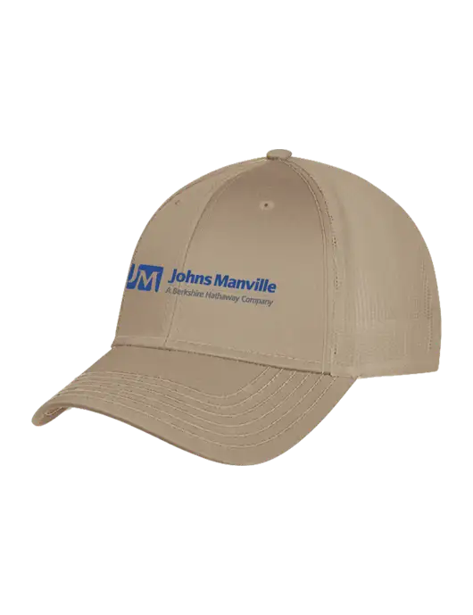 Khaki Mesh Trucker Cap Snap Back w/Johns Manville Logo w/Tagline
