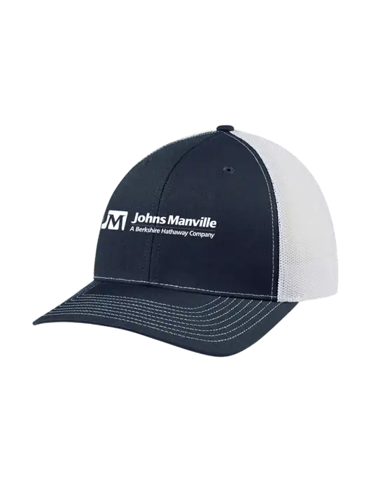 Richardson Adjustable Snapback Original 112 Trucker Cap Navy w/White Mesh w/Johns Manville Logo w/Tagline