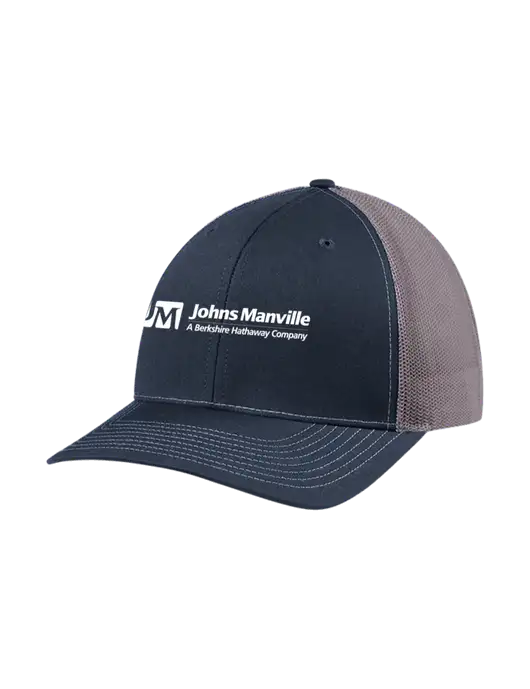 Richardson Adjustable Snapback Original 112 Trucker Cap Navy w/Charcoal Mesh w/Johns Manville Logo w/Tagline