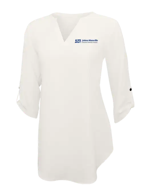 Ivory Womens 3/4 Sleeve Tunic Blouse w/Johns Manville Logo w/Tagline