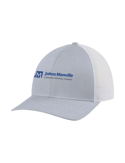 Richardson Adjustable Snapback Original 112 Trucker Cap Light Heather Grey w/White Mesh w/Johns Manville Logo w/Tagline