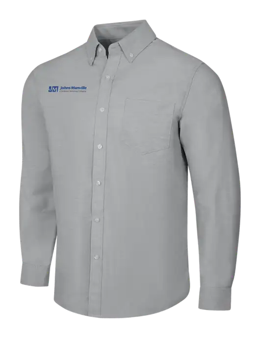 Light Grey SuperPro Oxford Shirt w/Johns Manville Logo w/Tagline
