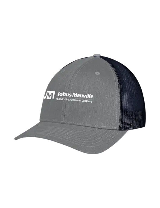 Richardson Adjustable Snapback Original 112 Trucker Cap Heather Grey w/Navy Mesh w/Johns Manville Logo w/Tagline