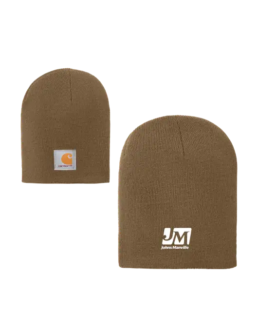 Carhartt Dark Caramel Brown Acrylic Knit Hat w/Johns Manville Logo