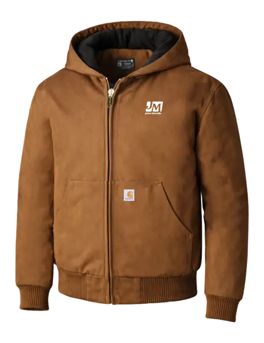 Carhartt Brown Quilted-Flannel-Lined Duck Active Jacket w/Johns Manville Logo
