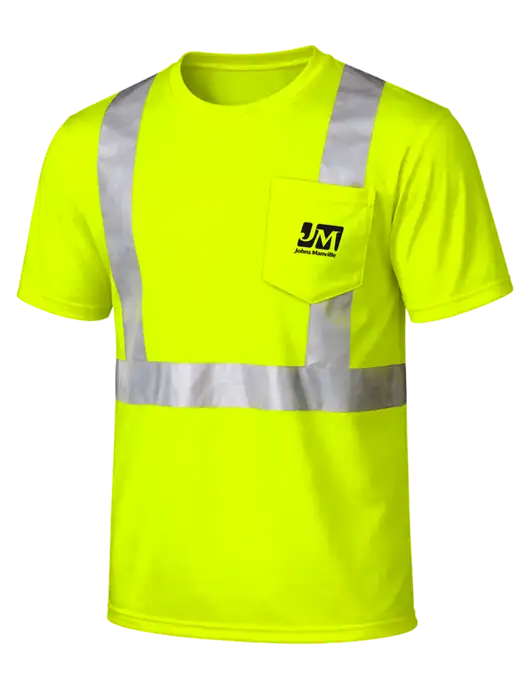 CornerStone Safety Yellow ANSI 107 Class 2 Mesh Tee w/Johns Manville Logo