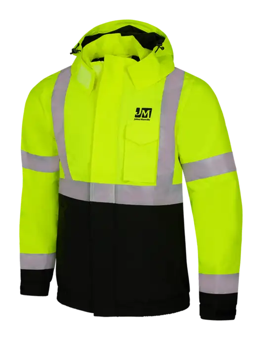 CornerStone Safety Yellow ANSI 107 Class 3 Economy Waterproof Insulated Bomber Jacket w/Johns Manville Logo