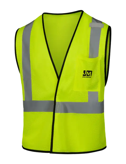 CornerStone Safety Yellow ANSI 107 Class 2 Economy Mesh One-Pocket Vest w/Johns Manville Logo