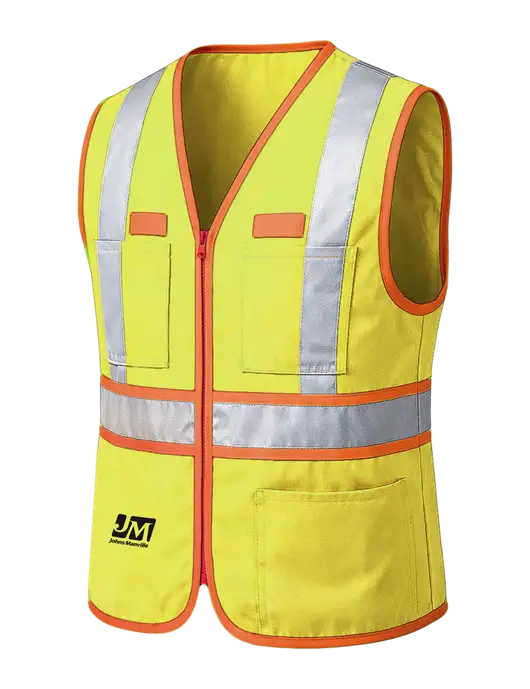 CornerStone ANSI 107 Class 2 Dual-Color Safety Yellow Vest w/Johns Manville Logo